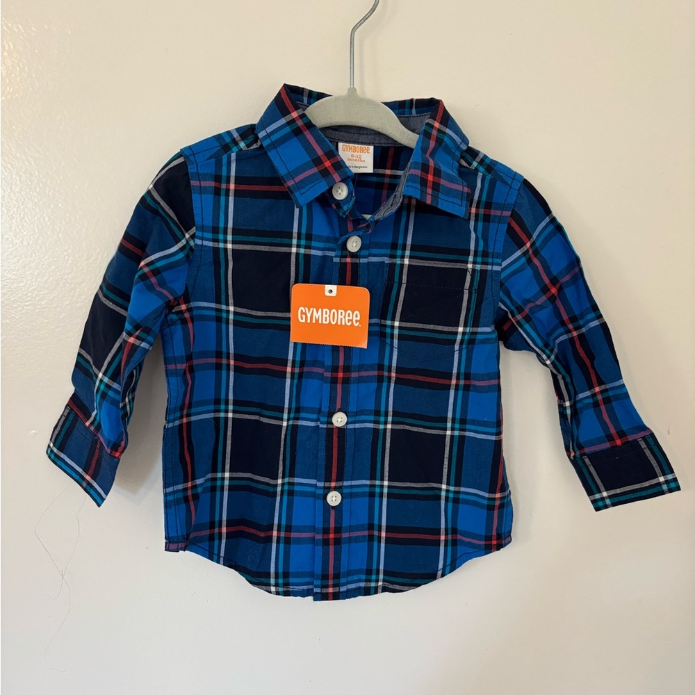 Collard plaid button down dress shirt NWT
